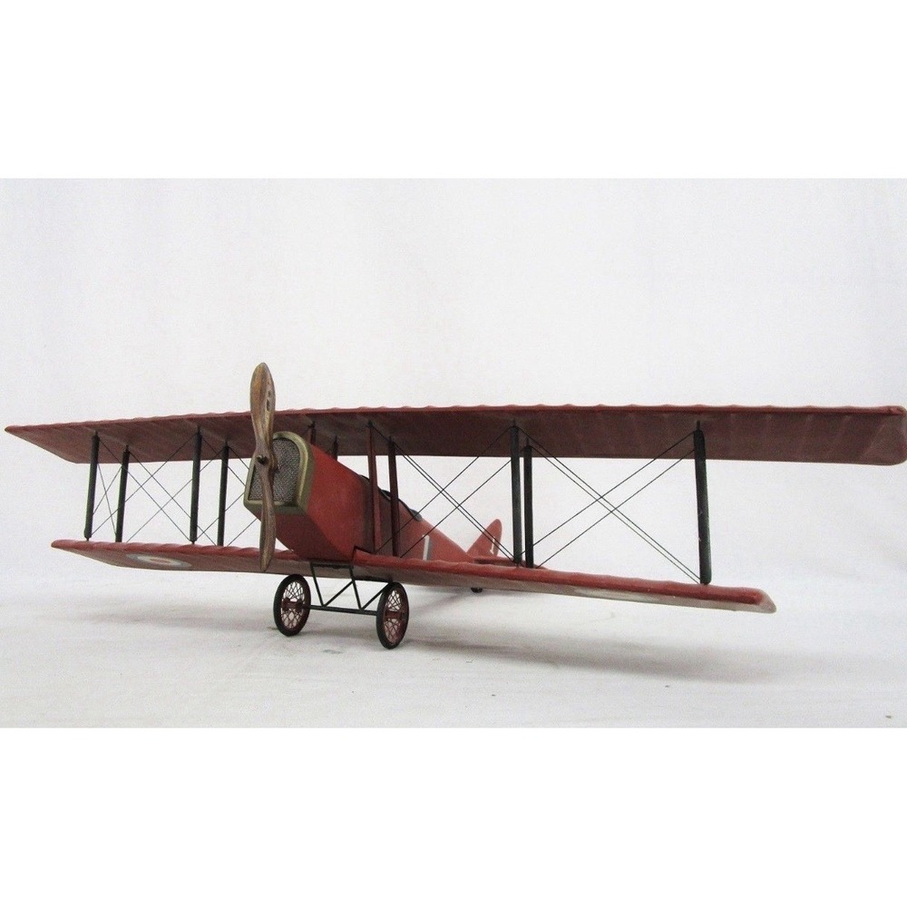 Restoration Hardware Jenny Bi-Plane Model WW1 Allied Insignia Red Large Scale